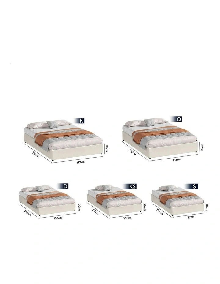 Single Size Barlow Gas Lift Bed Frame in Beige image 6