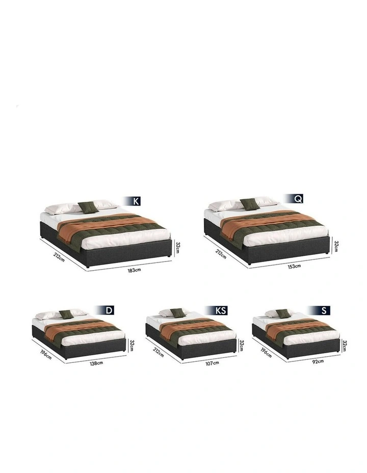 Single Size Barlow Gas Lift Bed Frame in Charcoal image 6