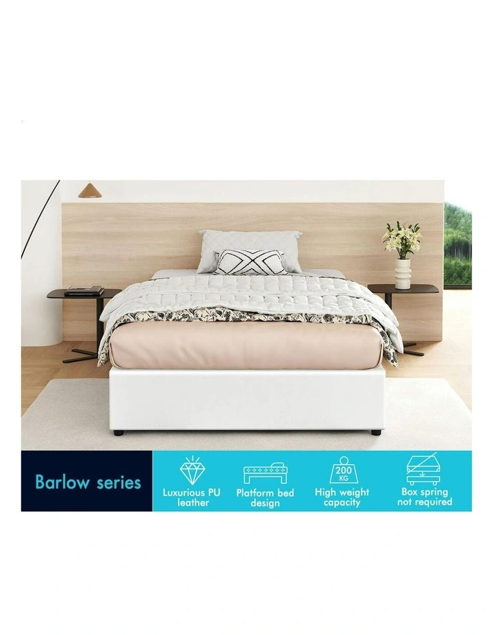 Gas Lift Storage Mattress Base Bed Frame Single Size in White Barlow image 2