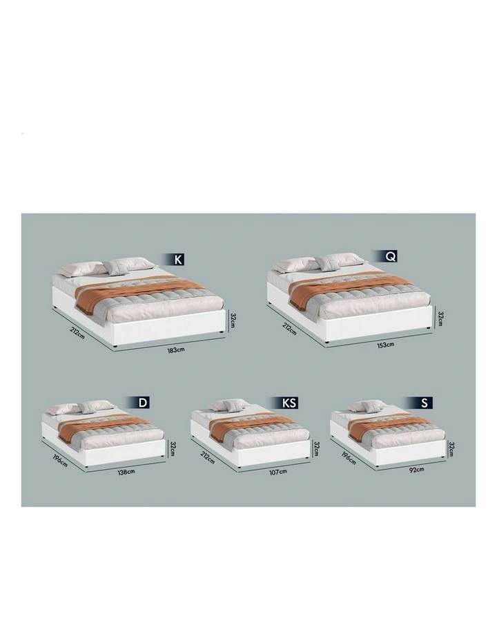 Gas Lift Storage Mattress Base Bed Frame Single Size in White Barlow image 6