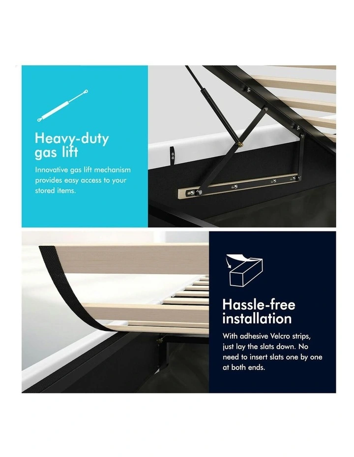 Gas Lift Storage Mattress Base Bed Frame Single Size in White Barlow image 7