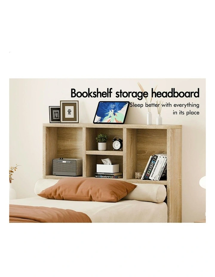 Bookshelf Storage Headboard With Wooden Bed Frame King Single in Oak image 3