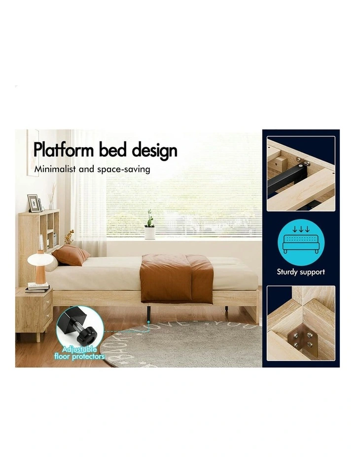 Bookshelf Storage Headboard With Wooden Bed Frame King Single in Oak image 4