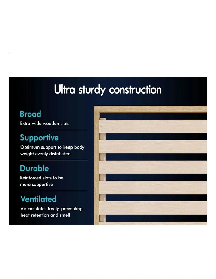 Charging Station And 2 Drawers With Wooden Bed Frame Queen Size in Natural image 6