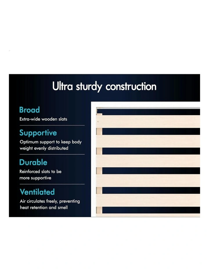 Charging Station And 2 Drawers With Wooden Bed Frame Queen Size in White image 6