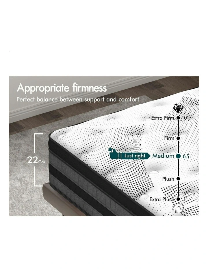 Bonnell Spring Euro Top Memory Foam Mattress Queen 22cm in Multi image 3