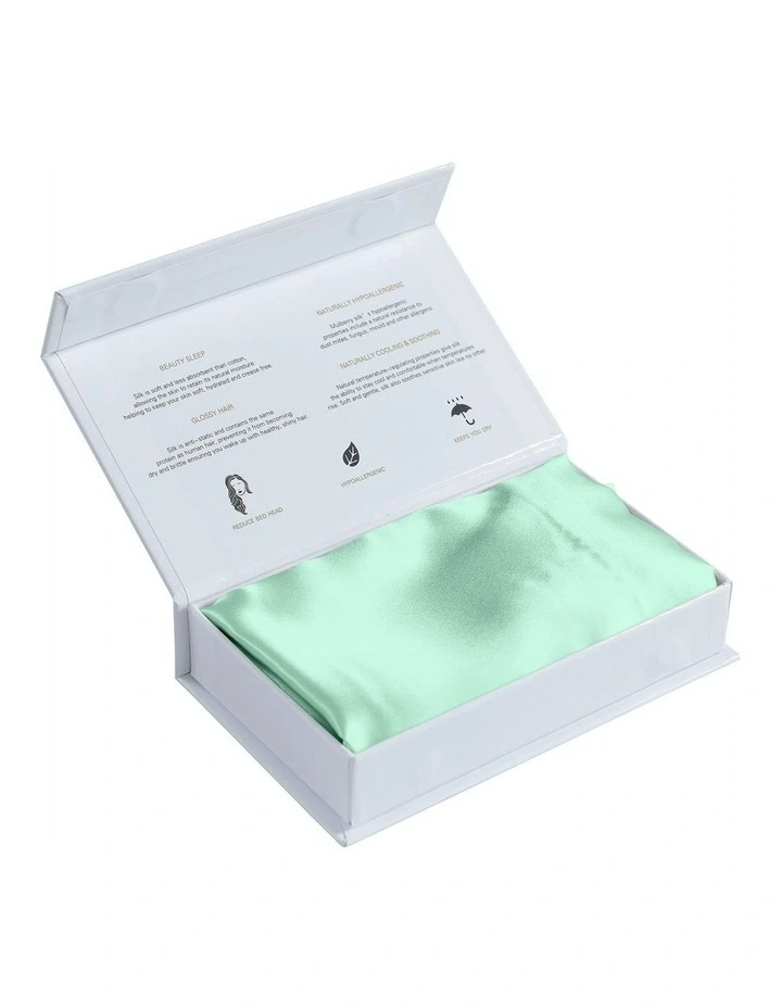 Mulberry Silk Pillowcase Twin Pack with Gift Box (51x76cm) in Mint image 2