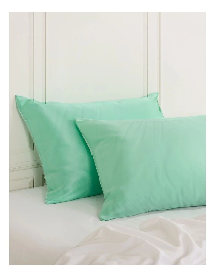 Mulberry Silk Pillowcase Twin Pack with Gift Box (51x76cm) in Mint image 4