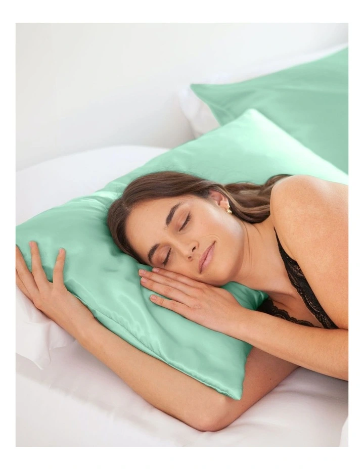 Mulberry Silk Pillowcase Twin Pack with Gift Box (51x76cm) in Mint image 5