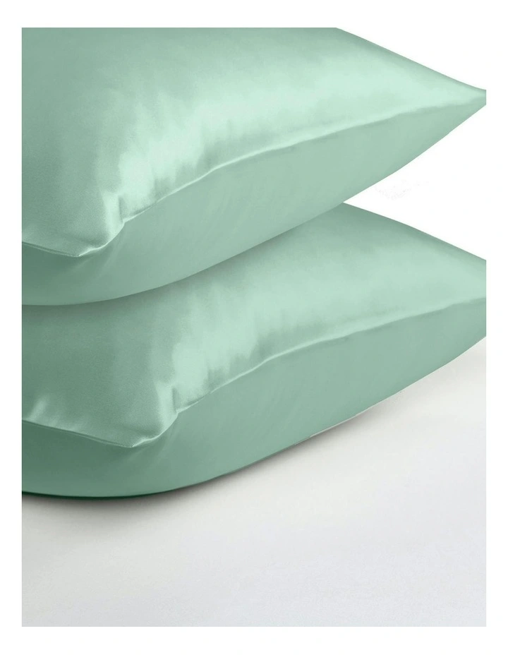 Mulberry Silk Pillowcase Twin Pack with Gift Box (51x76cm) in Mint image 6
