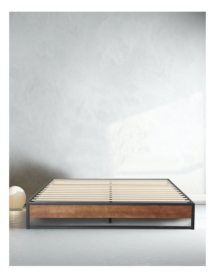 Sorrento Metal Wood Bed Frame Single in Black image 2