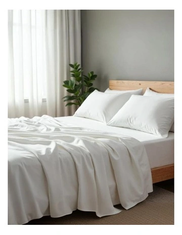 2000TC Bamboo Cooling Sheet Set - Queen Size, Hypoallergenic & Breathable in White