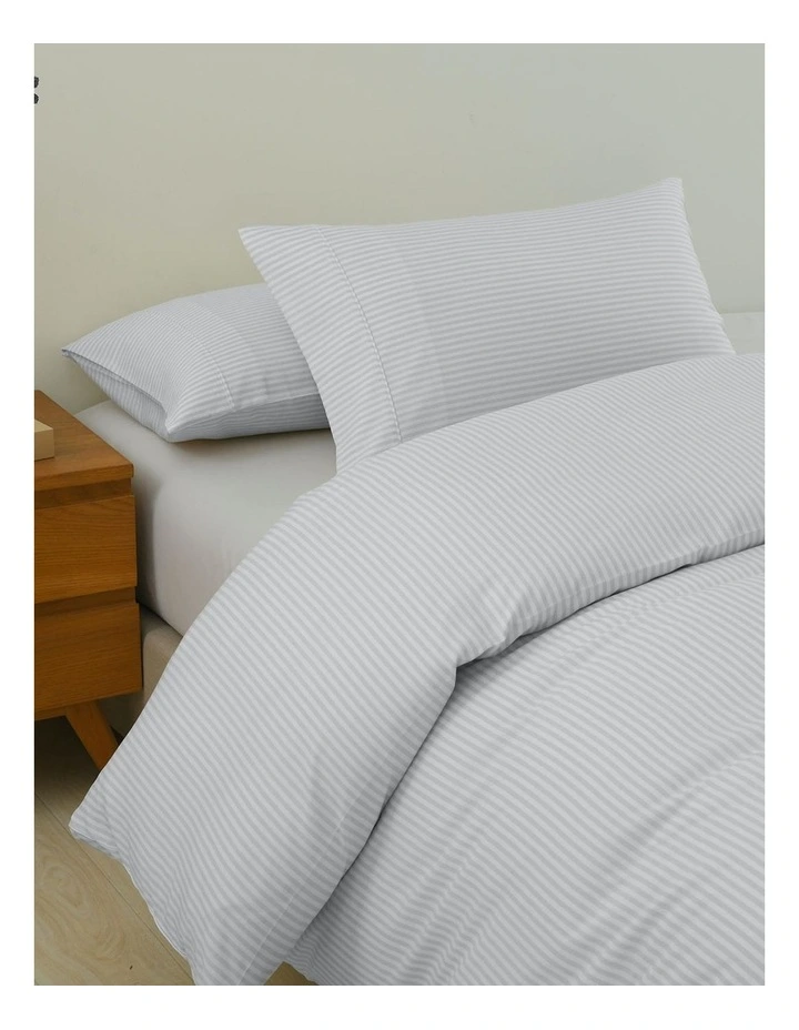 Luxury Striped Linen Queen Quilt Cover Set in Grey image 5