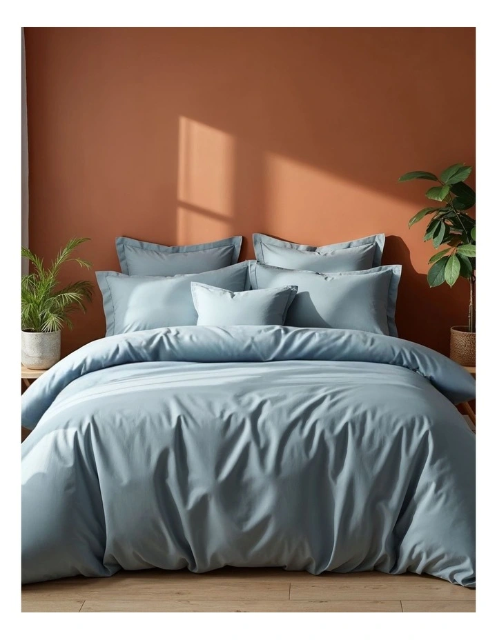Balmain 1000TC Bamboo Cotton Quilt Cover Set in Mid Blue image 1