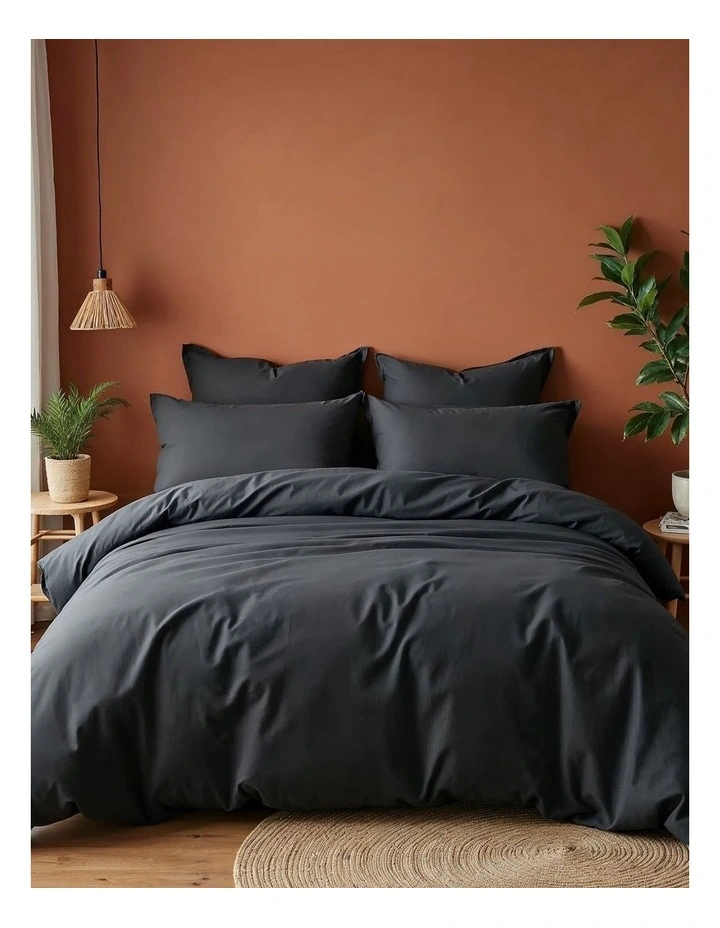 Balmain 1000 Thread Count Bamboo Cotton Quilt Cover Set in Charcoal image 1