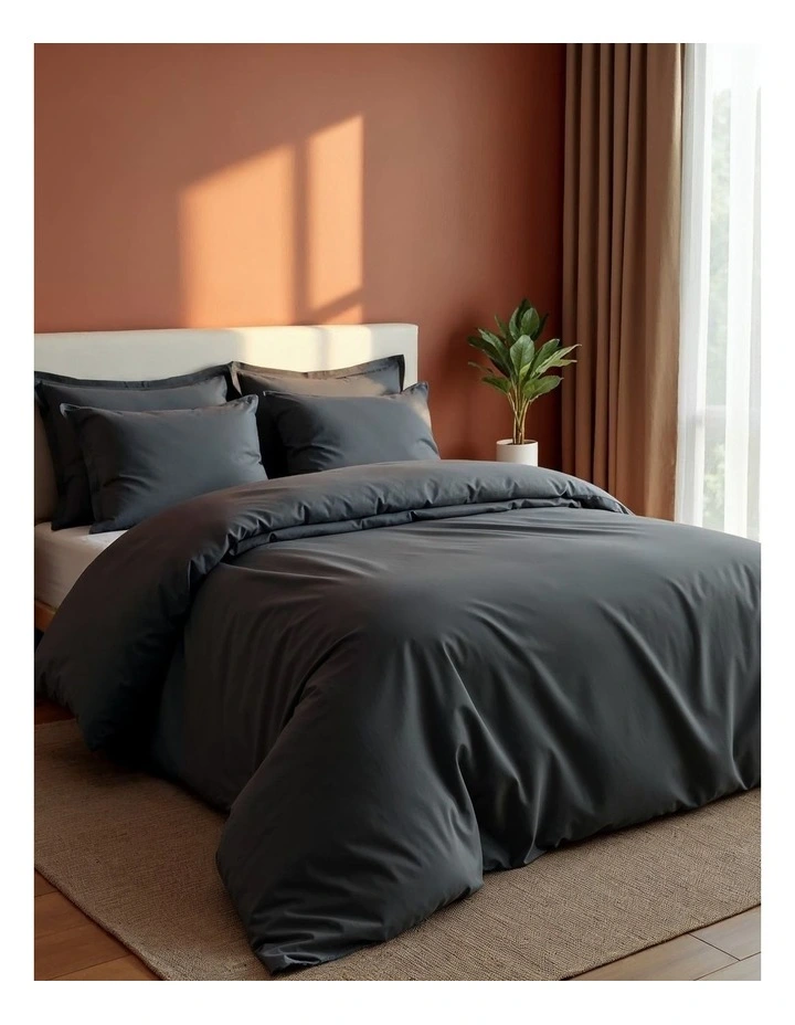 Balmain 1000 Thread Count Bamboo Cotton Quilt Cover Set in Charcoal image 2