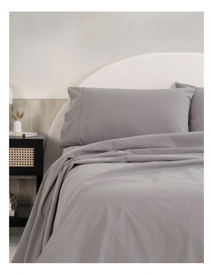 Vintage Washed 100% Cotton Sheet Set in Grey image 2
