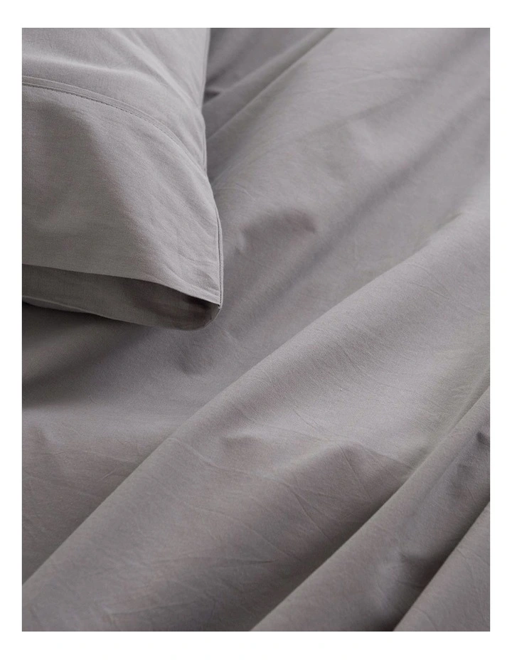 Vintage Washed 100% Cotton Sheet Set in Grey image 4