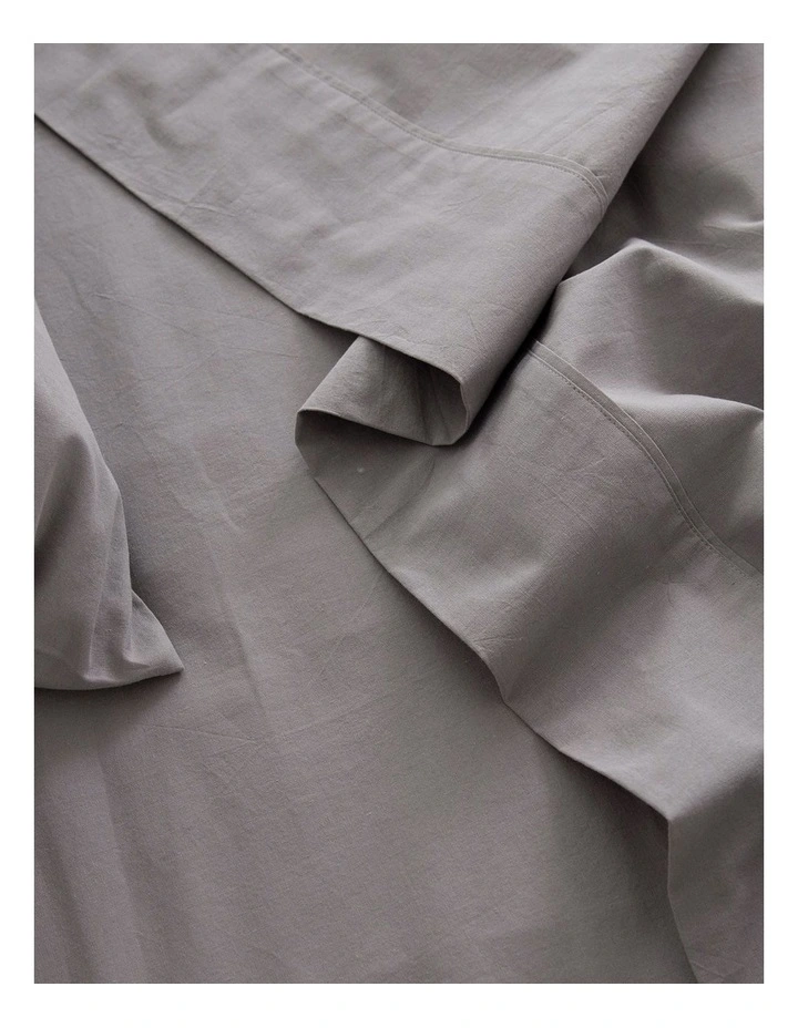 Vintage Washed 100% Cotton Sheet Set in Grey image 5