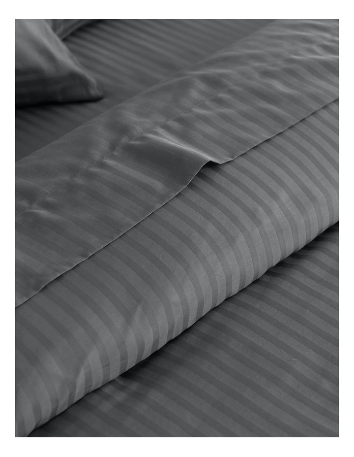 Kensington 1200TC Super King Striped Hotel Grade Sheet Set in Charcoal image 3