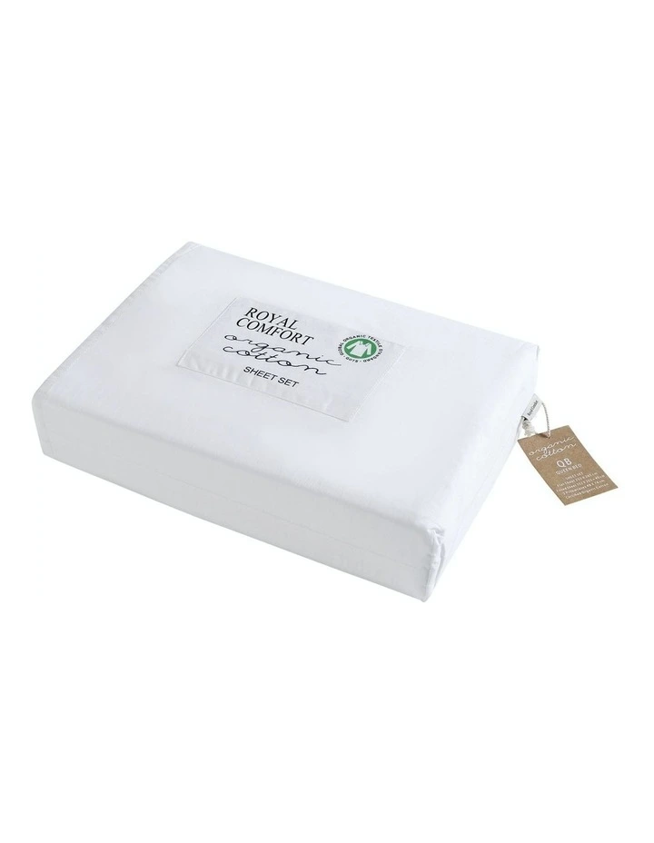 100% Pure Organic Cotton 4 Piece Sheet Set in White image 2