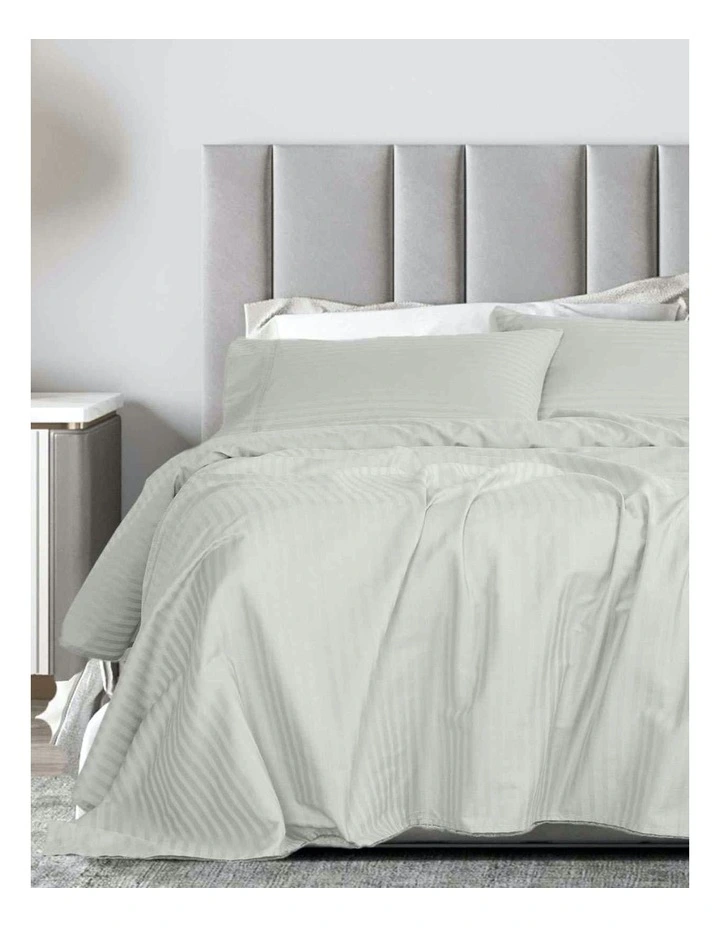 Damask 1200TC Cotton Sateen Sheet Set in Silver Queen image 1