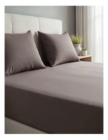 1500TC Cotton Rich Double Fitted Sheet Set 3 Piece in Dusk Grey