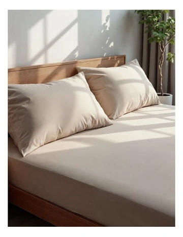 1500TC Cotton Rich Double Fitted Sheet Set 3 Piece in Stone