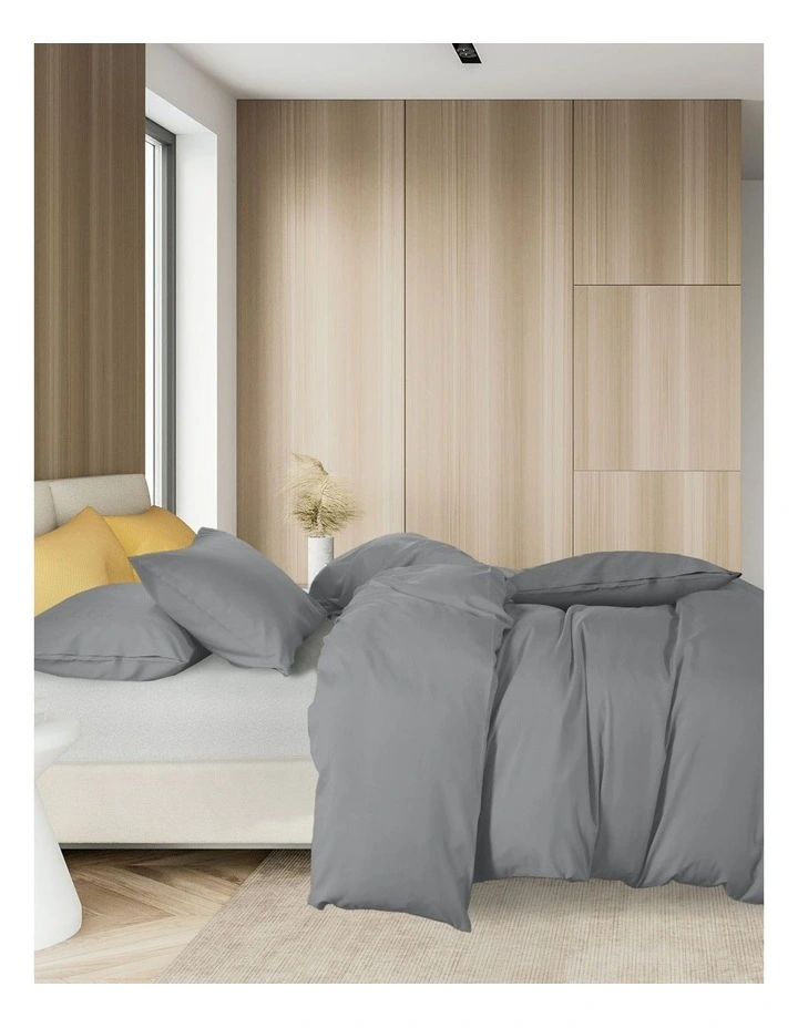 1000 Thread Count Cotton Blend Queen Quilt Cover Set in Charcoal image 2