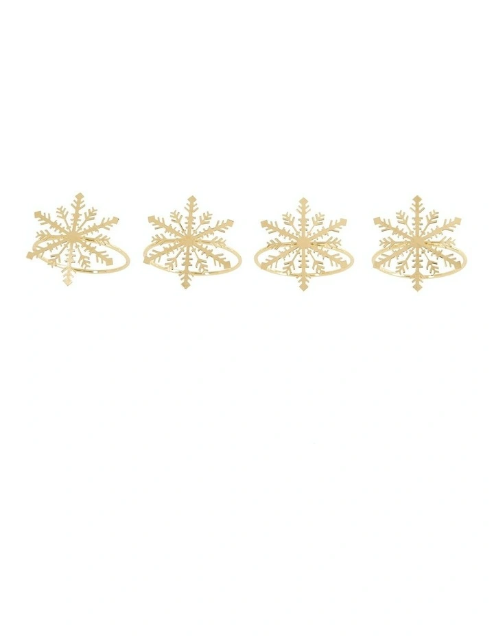 Napkin Rings Snowflake 4 Pack in Gold image 1