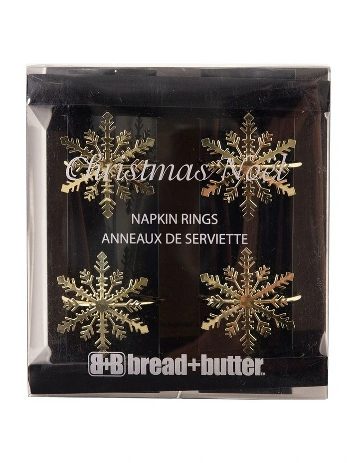 Napkin Rings Snowflake 4 Pack in Gold image 2