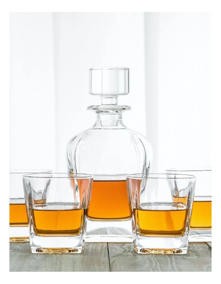 Novare Whiskey Decanter Bottle With 4 Whiskey Glasses Set image 3