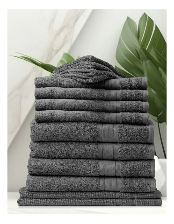 Mirage Cotton 14 Piece Towel Set in Granite image 2