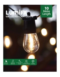 LumiFx 10 Bulb Outdoor Festoon 8 Lights Effects 10M in Warm White