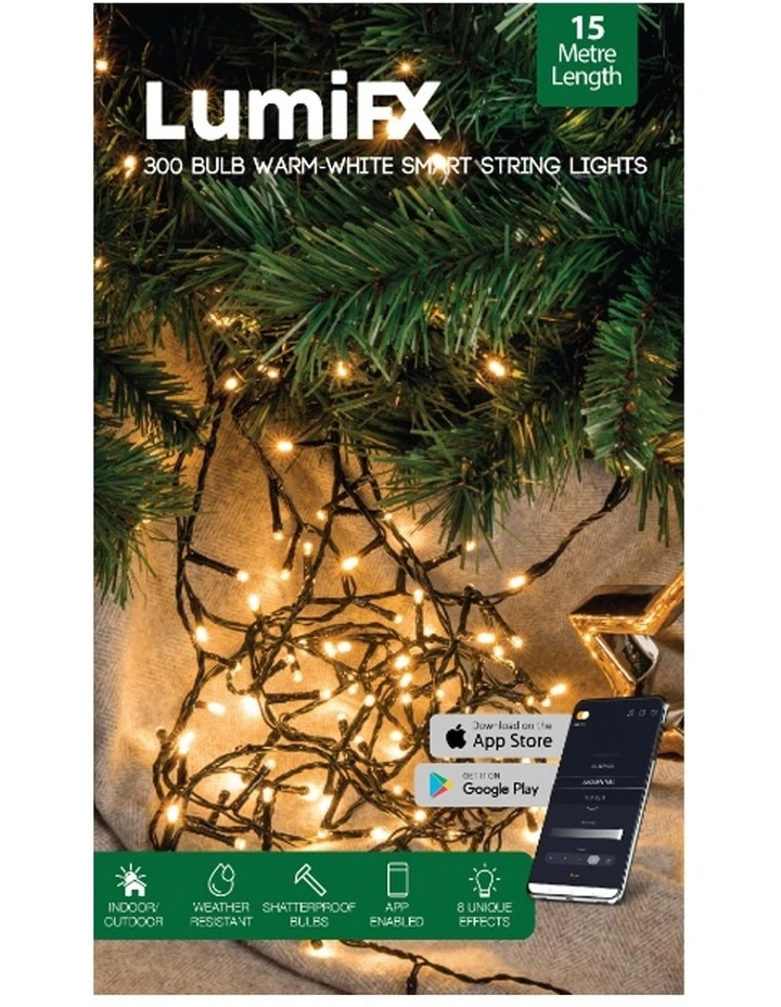 LumiFx 300 LED WIFI Smart String 8 Lights Effects 15M in Warm White image 1