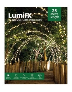 LumiFx 500 LED Powered String Lights 8 Effects 25M in Warm White