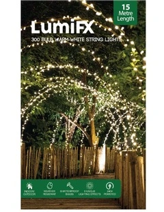 LumiFx 300 LED Powered String 8 Lights Effects 15M in Warm White