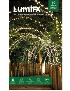 LumiFx 200 LED Powered String 8 Lights Effects 10M in Warm White