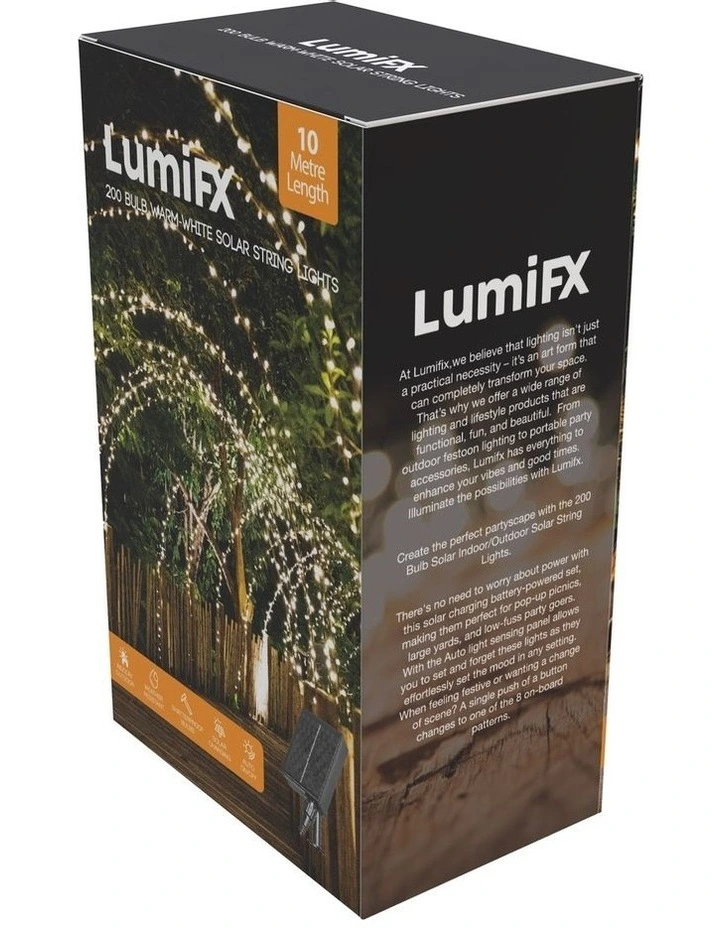 LumiFx 200 LED Powered String 8 Lights Effects 10M in Warm White image 1