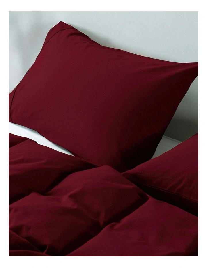 Vintage Washed Cotton Quilt Cover Set in Wine image 4