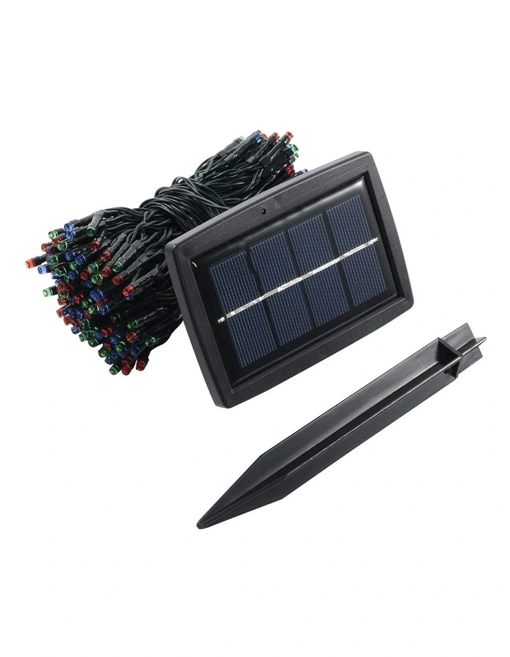 Solar Powered Outdoor Fairy Lights Multicoloured 200 Lights in Black image 1
