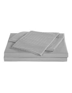 Kensington 1200 Thread Count 100% Egyptian Cotton Sheet Set Stripe Hotel Grade - Silver Queen