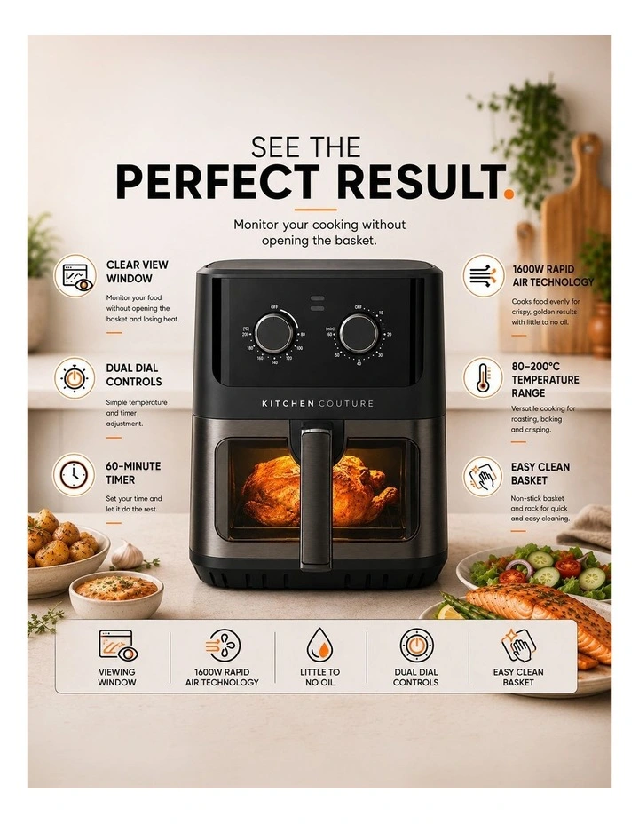 Compact Digital Air Fryer 6.5 Litre in Black image 3