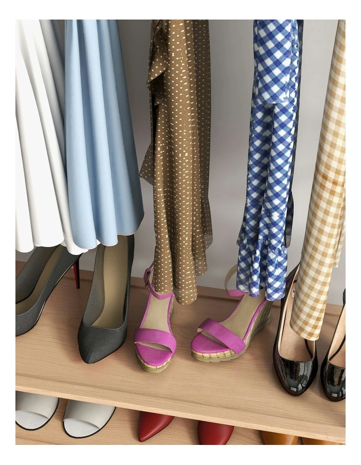 Multifunctional Bamboo Clothes Rack Storage in Oak image 7