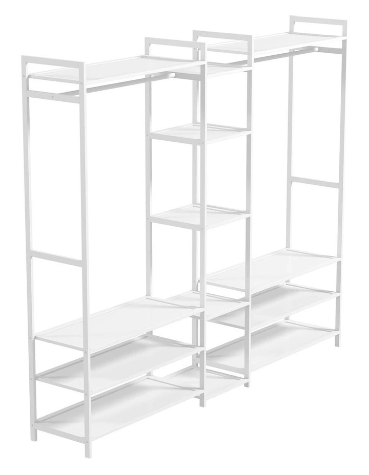 Multifunctional Bamboo Clothes Rack Storage in White image 1