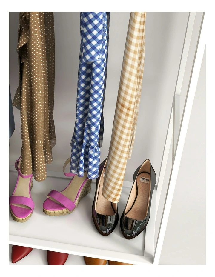 Multifunctional Bamboo Clothes Rack Storage in White image 7