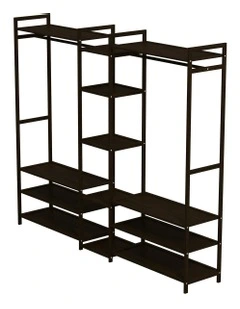 Multifunctional Bamboo Clothes Rack Storage in Black
