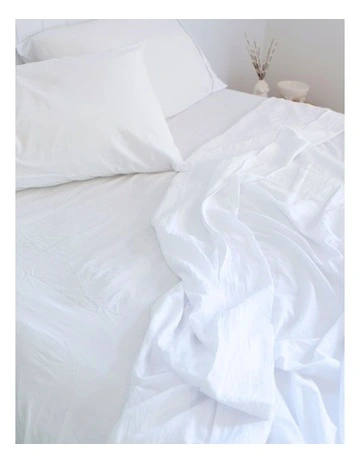 Opulence Washed Microfibre Sheet Set in White