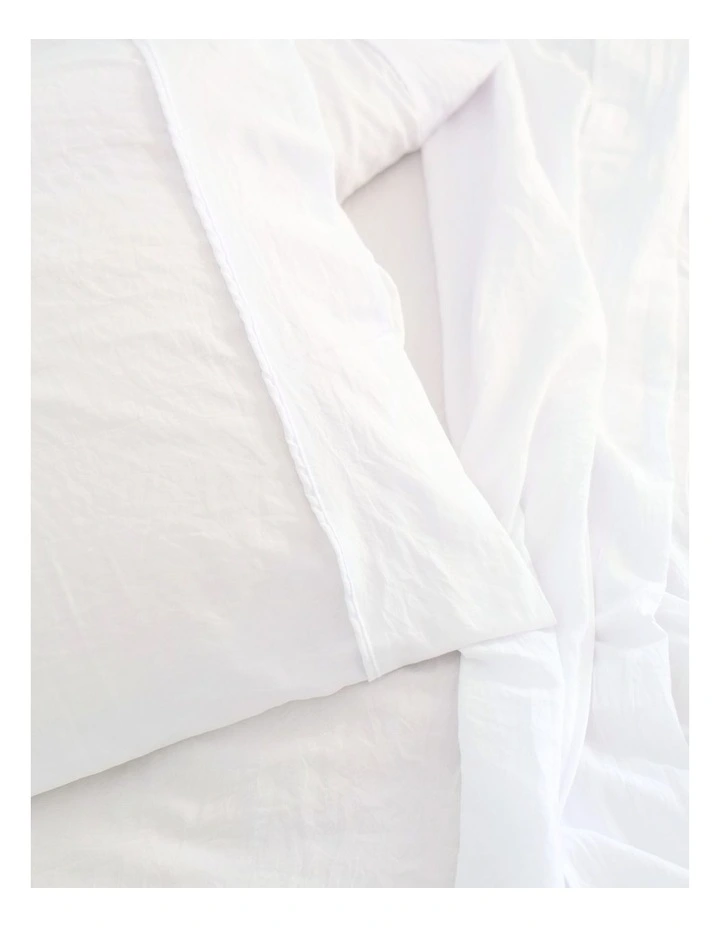 Opulence Washed Microfibre Sheet Set in White image 5