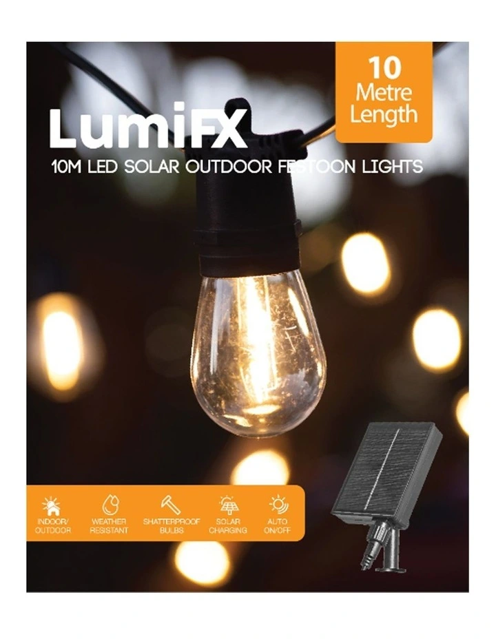 Solar Outdoor Festoon Lights in Black image 1